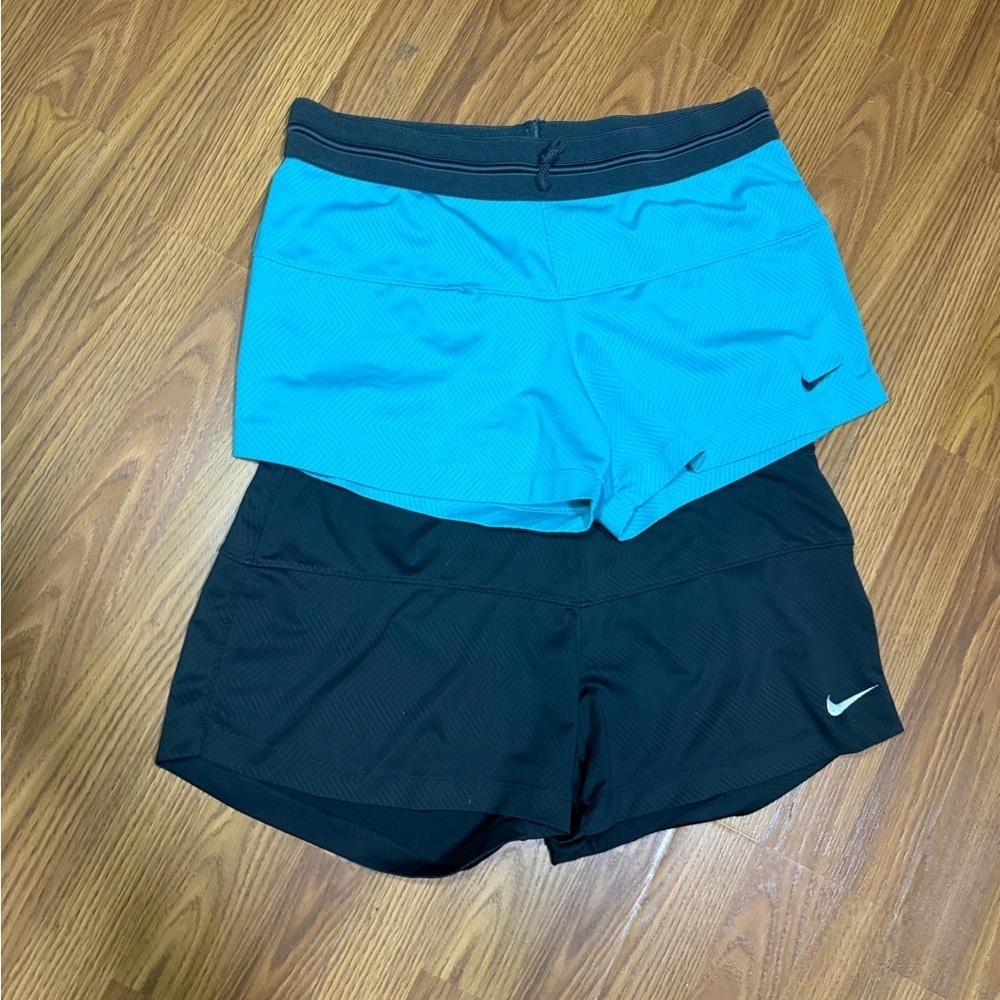 Nike Dri-Fit Women’s Running 2 Shorts Bundle Size Medium. Teal & Black